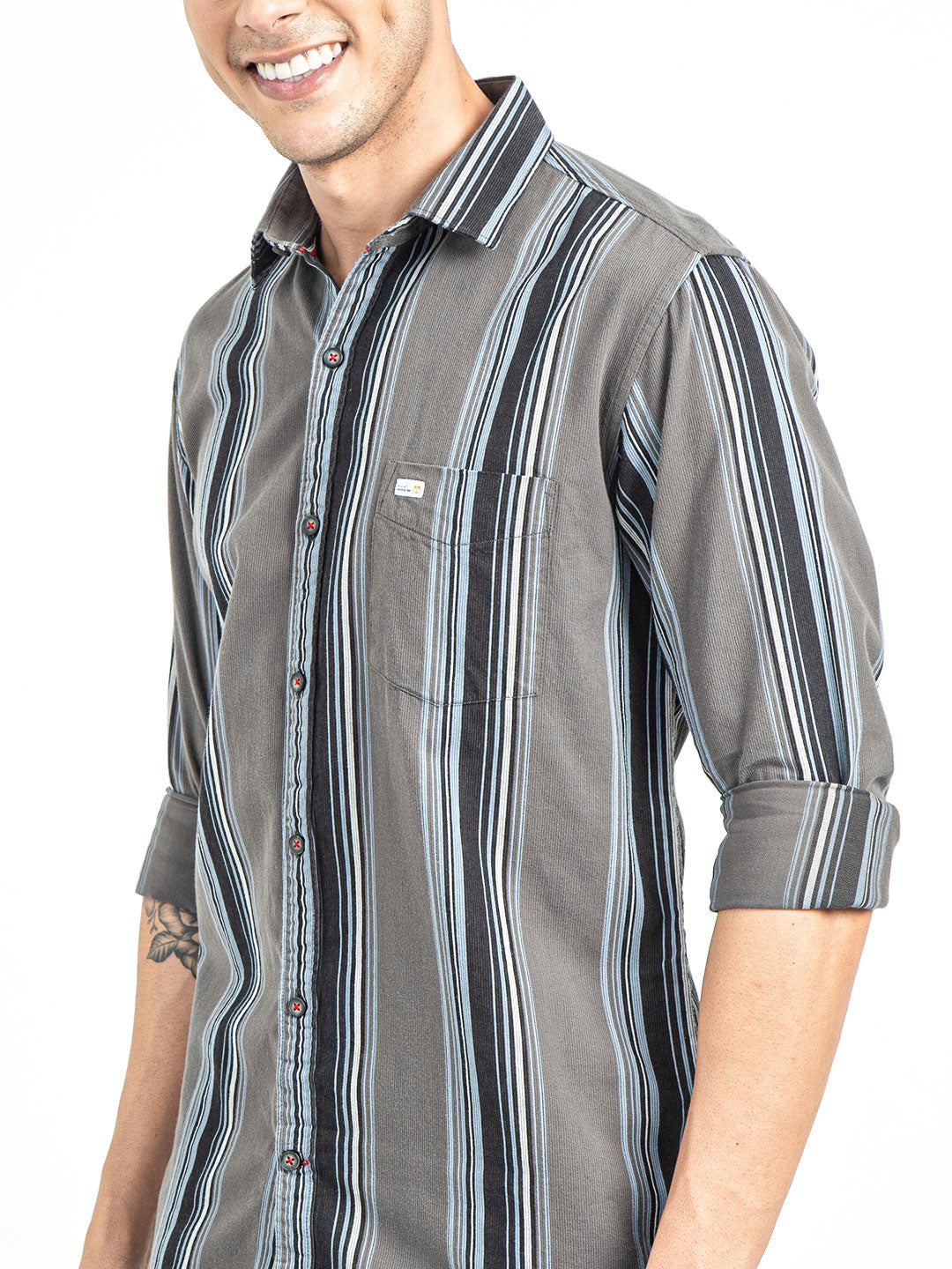 Men's Slim Fit Vertical Striped Casual Pure Cotton Shirt | Rick Rogue, RICK ROGUE