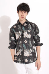 Leaf Flower Digital Print Shirt