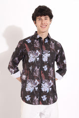 Leaf Flower Digital Print Shirt