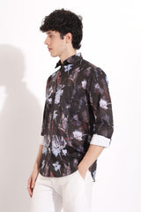 Leaf Flower Digital Print Shirt