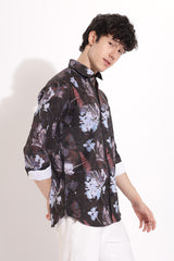 Leaf Flower Digital Print Shirt