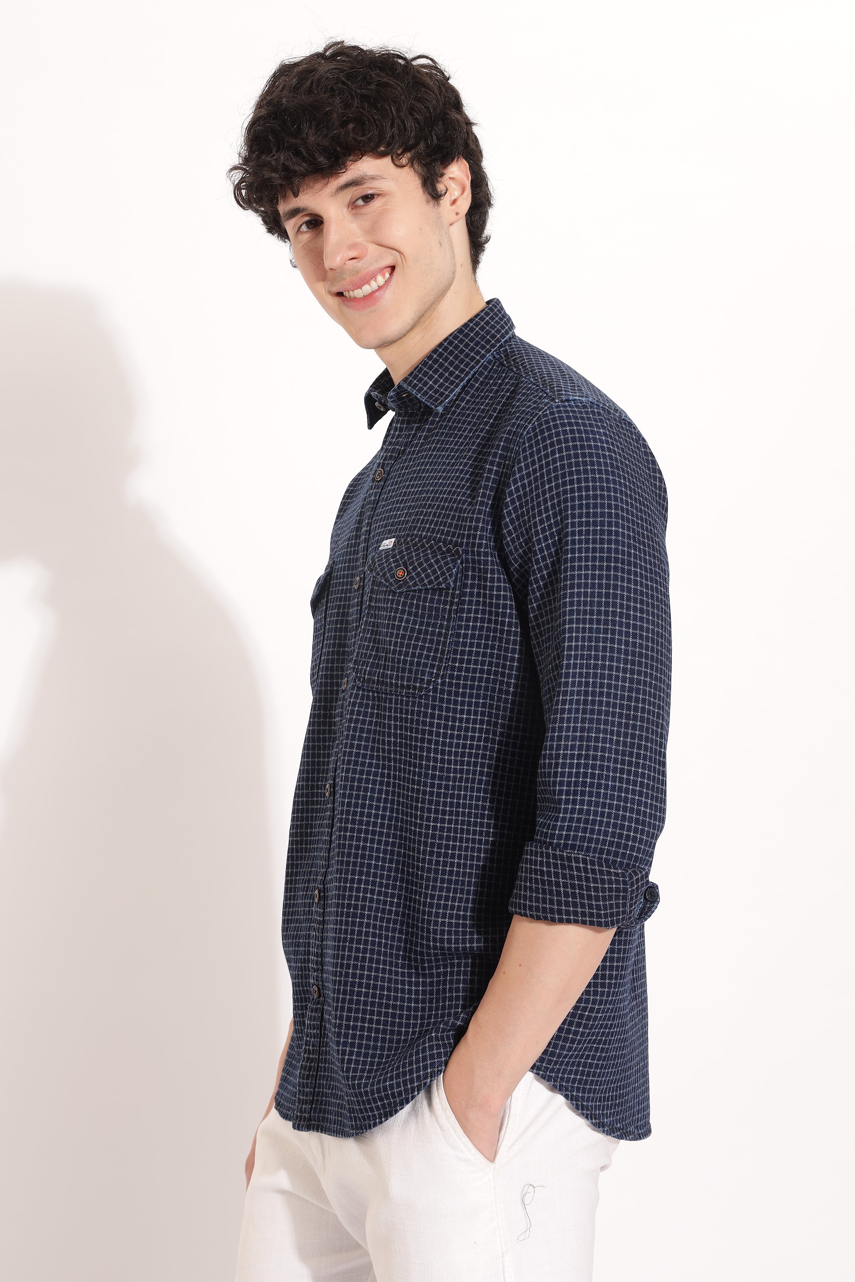 Indigo Small Checked Shirt