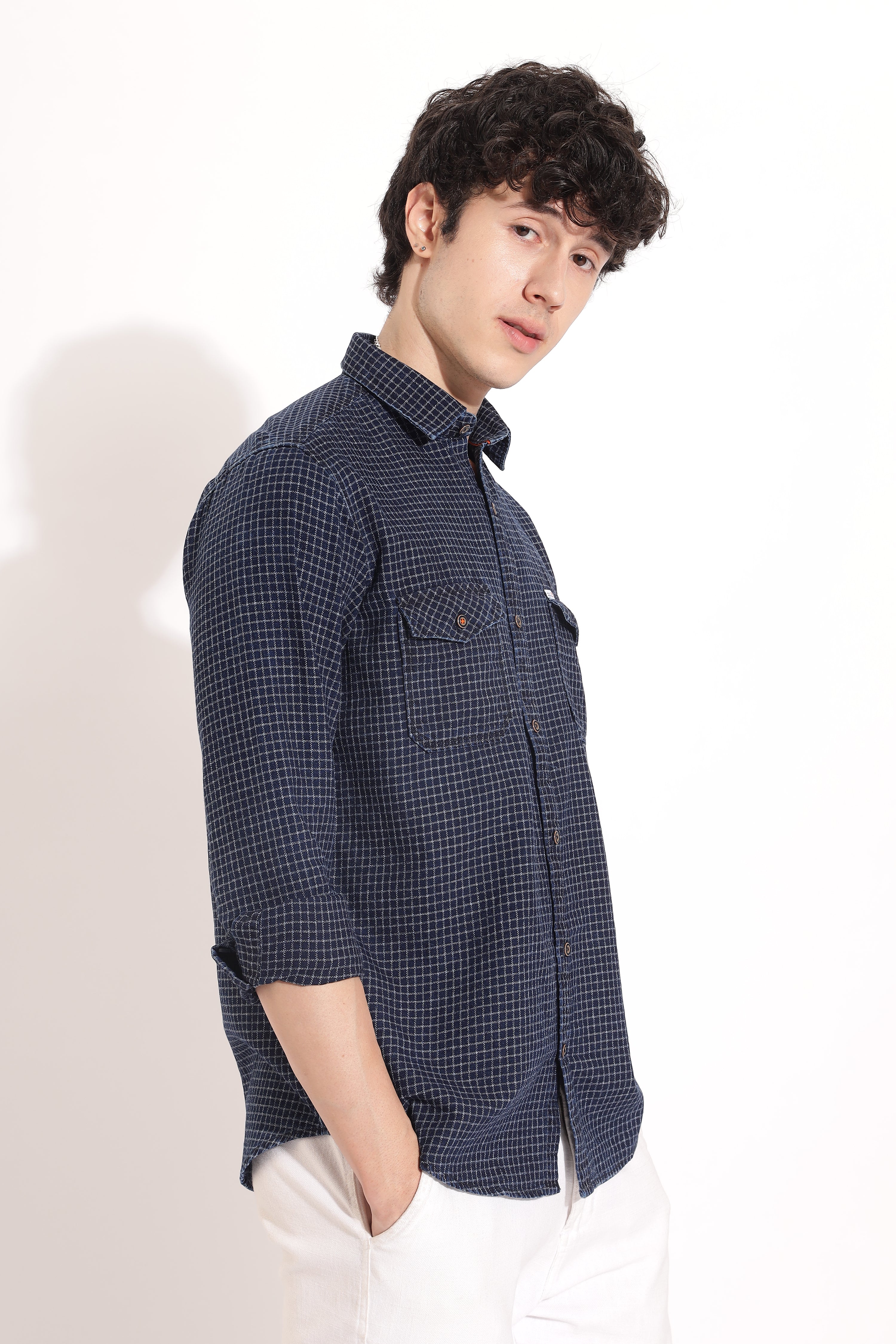 Indigo Small Checked Shirt