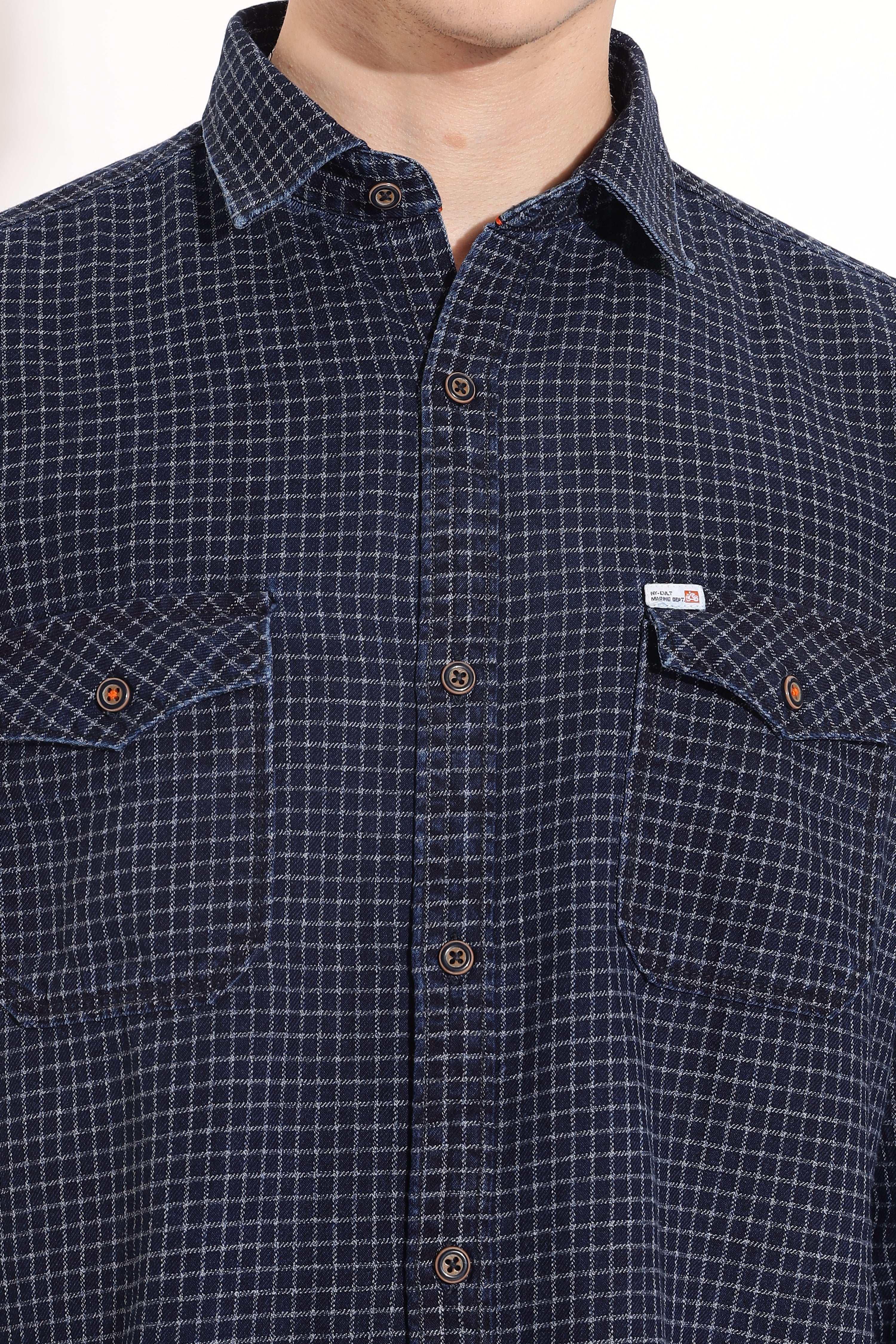 Indigo Small Checked Shirt