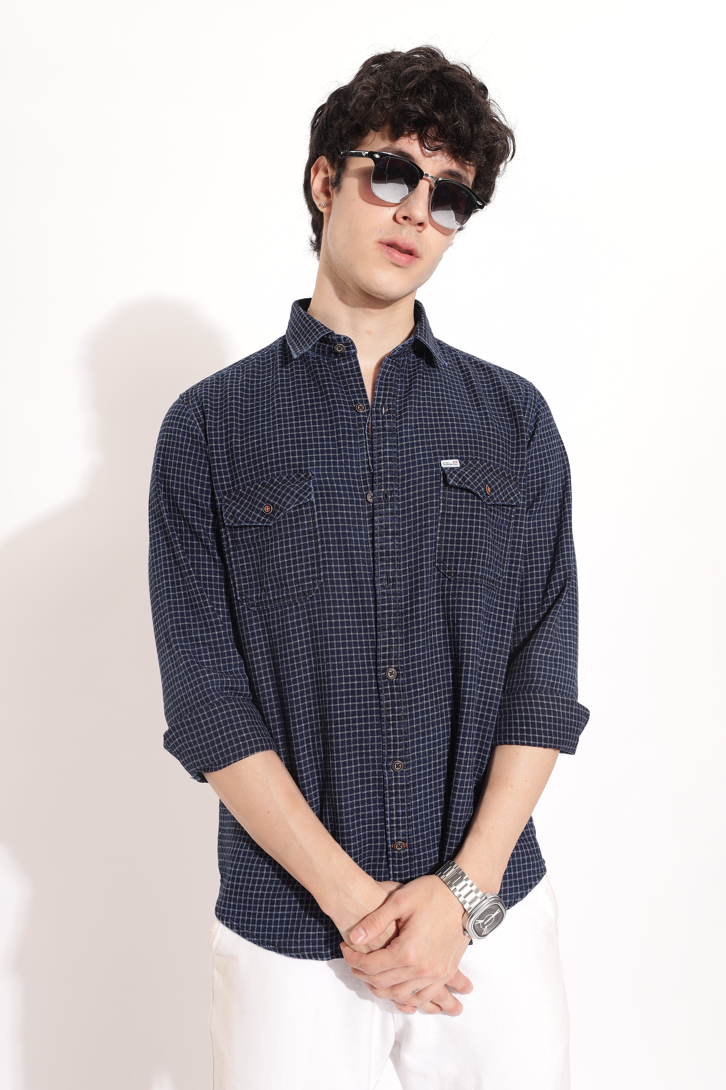 Indigo Small Checked Shirt