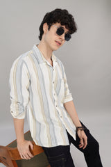 Men's Striped Cuban Collar Shirt | Rick Rogue