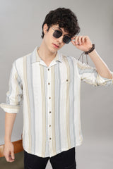 Men's Striped Cuban Collar Shirt | Rick Rogue