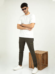 Men's Strechable Slim Fit Solid Cargo | Rick Rogue, Rick Rogue