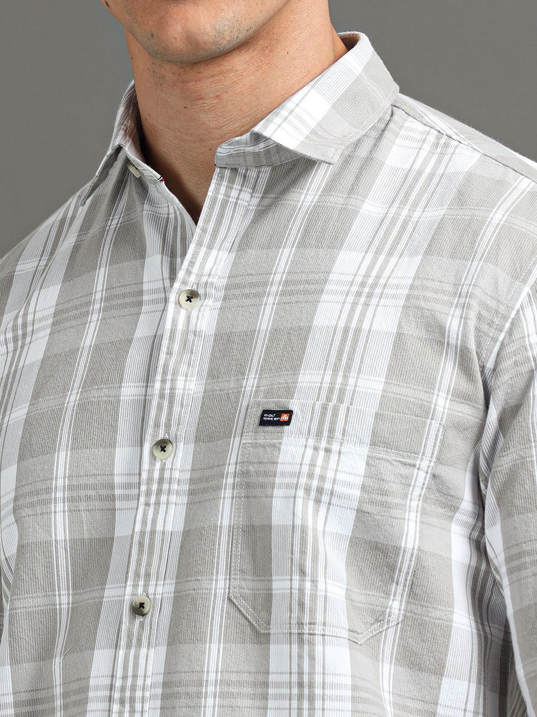 Men's Grey Checked Slim Fit Shirt | Rick Rogue, Rick Rogue