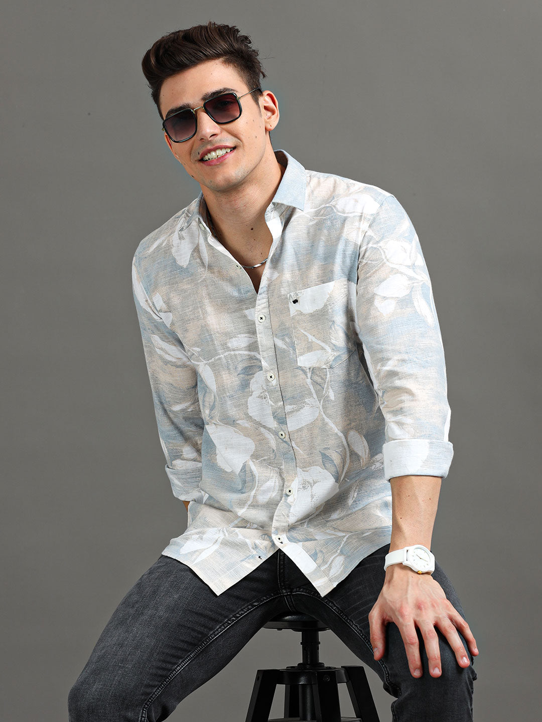 Men's Casual Fit Floral Printed Casual Shirt | Rick Rogue, Rick Rogue