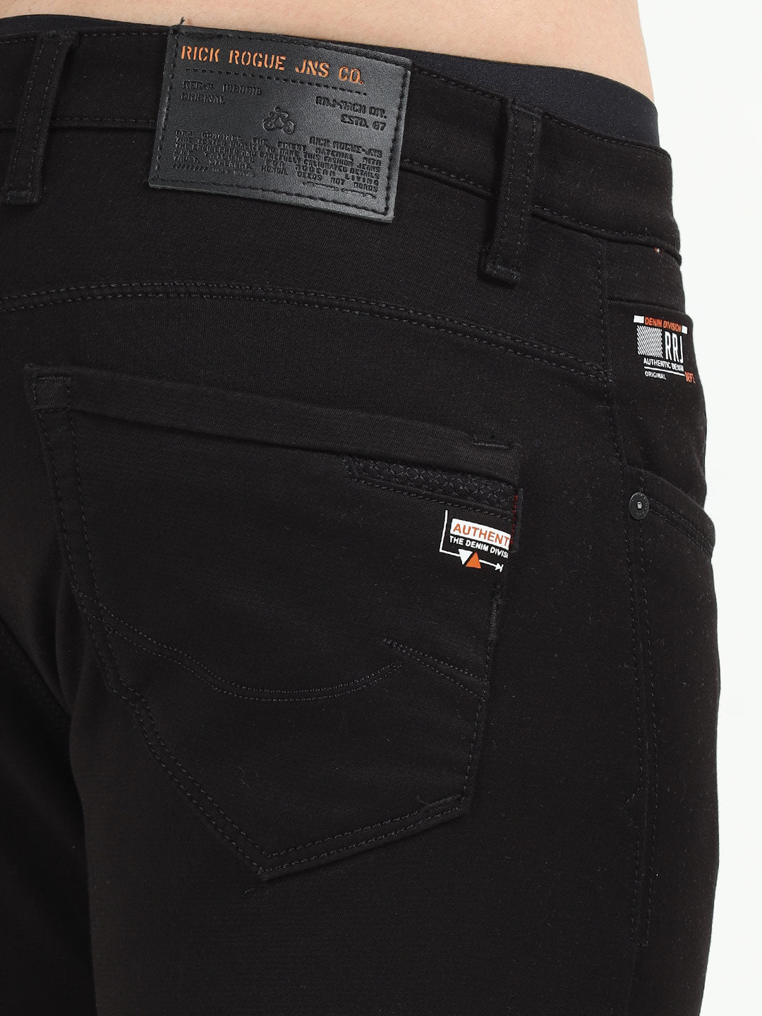 Men's Black Stretchable Knitted Slim Fit Jeans | Rick Rogue, Rick Rogue