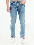 Men's Knitted Vintage Mid Blue Slim Fit Jeans | Rick Rogue, Rick Rogue