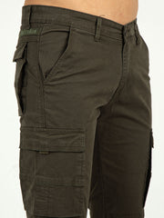 Men's Strechable Slim Fit Solid Cargo | Rick Rogue, Rick Rogue