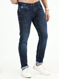 Men's Dark Blue Knitted Slim Fit Jeans | Rick Rogue, Rick Rogue