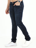 Men's Dark Blue Knitted Slim Fit Jeans | Rick Rogue, Rick Rogue