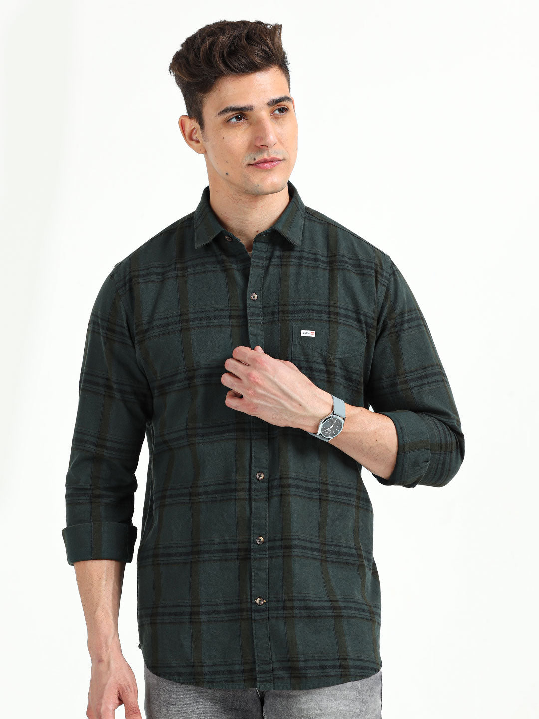 Men's Checks Casual Pure Cotton Slim Fit Shirt  | Rick Rogue, Rick Rogue