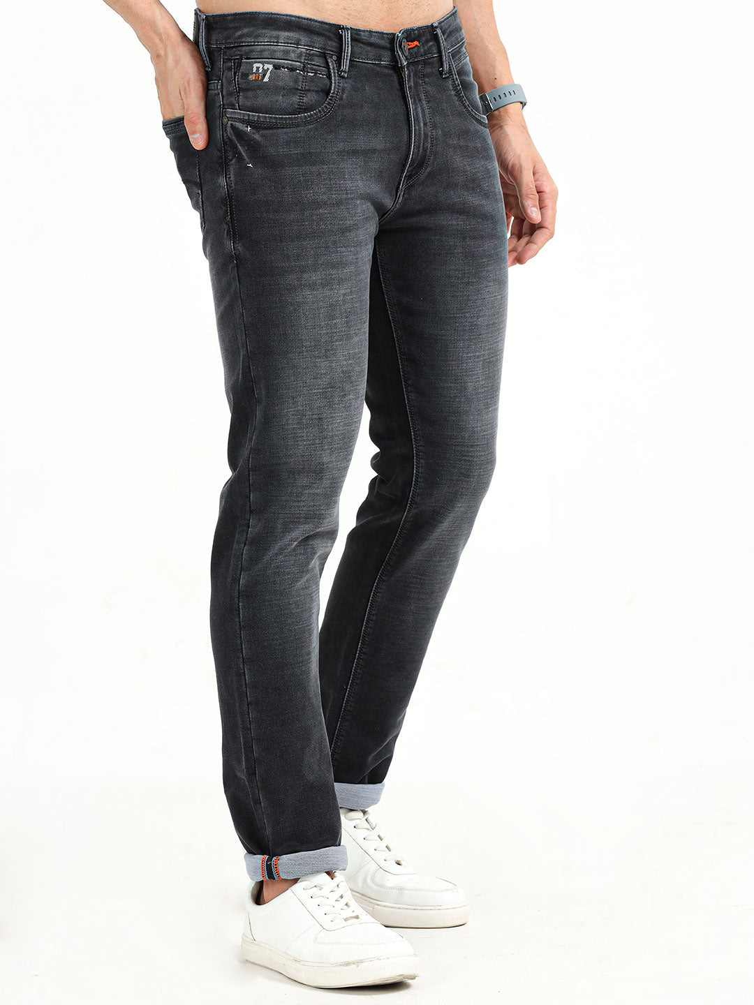 Men's Black Knitted  Stretchable Slim Fit Jeans | Rick Rogue, Rick Rogue