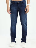 Men's Knitted Mid-Rise Slim fit Mid Blue Jeans | Rick Rogue, Rick Rogue