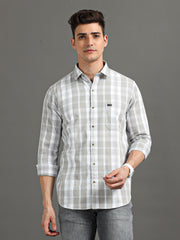 Men's Grey Checked Slim Fit Shirt | Rick Rogue, Rick Rogue