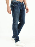 Men's Knitted Mid blue Mid-Rise slim fit Jeans | Rick Rogue, Rick Rogue