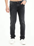 Men's Knitted  Dark Blue Mid-Rise Stretchable Jeans | Rick Rogue, Rick Rogue