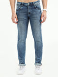 Men's Knitted Ice Blue Mid-Rise Stretchable Jeans | Rick Rogue, Rick Rogue