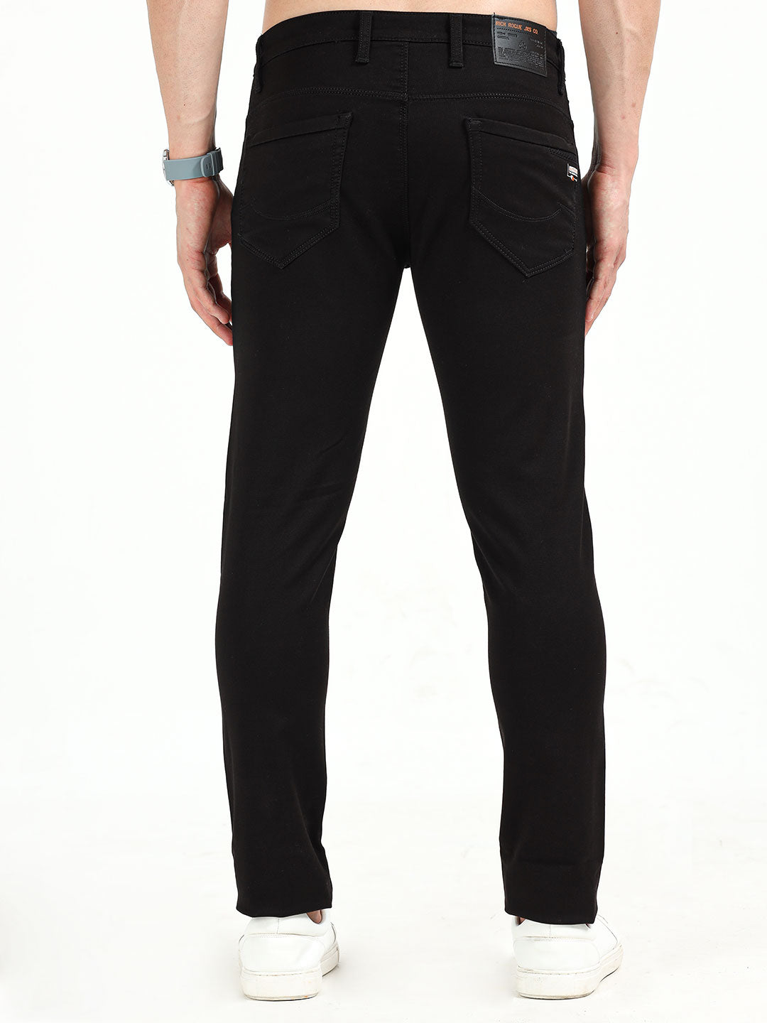 Men's Black Stretchable Knitted Slim Fit Jeans | Rick Rogue, Rick Rogue