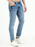 Men's Knitted Mid Blue Denim  Slim Fit Jeans | Rick Rogue, Rick Rogue