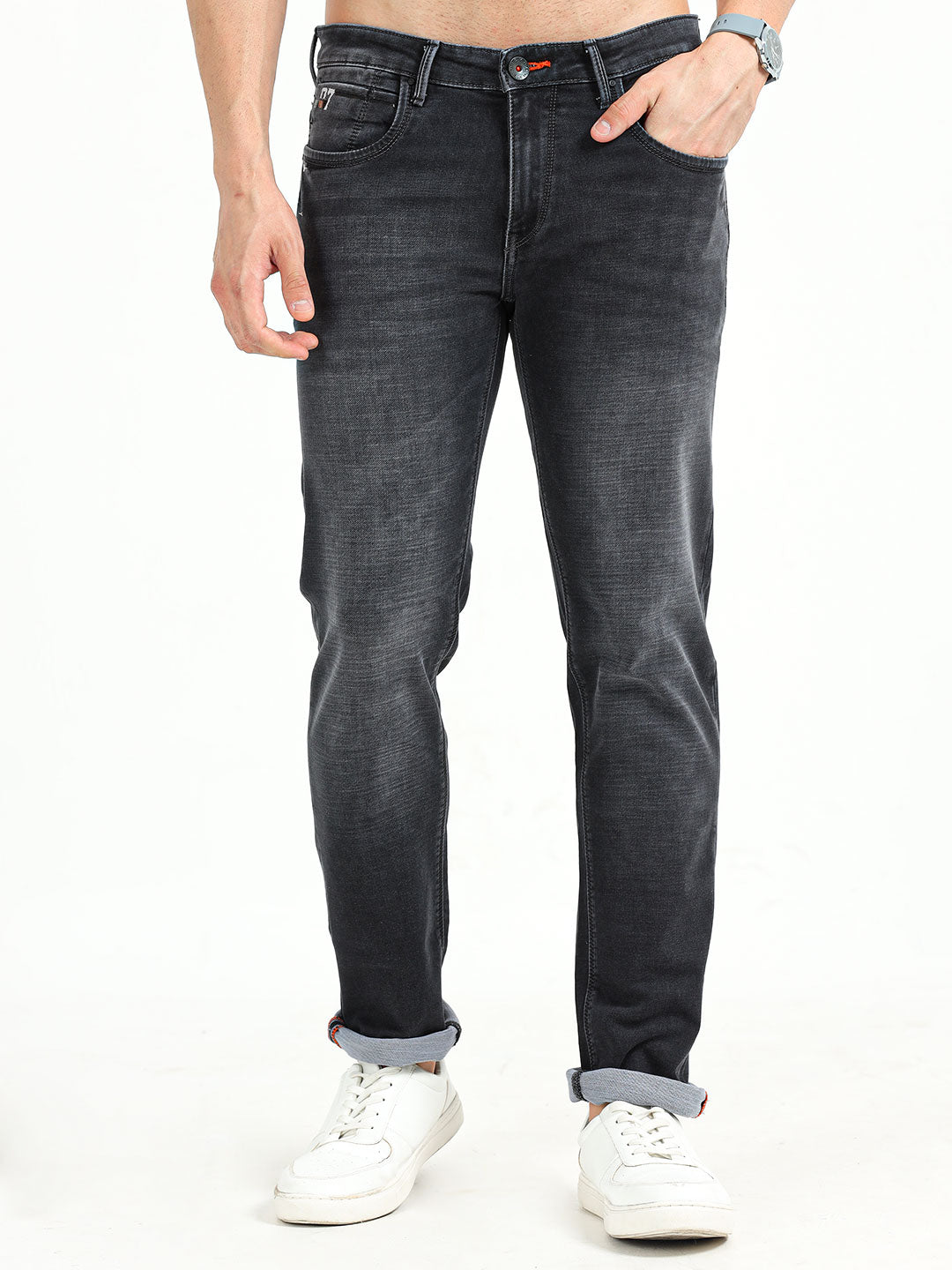 Men's Black Knitted  Stretchable Slim Fit Jeans | Rick Rogue, Rick Rogue