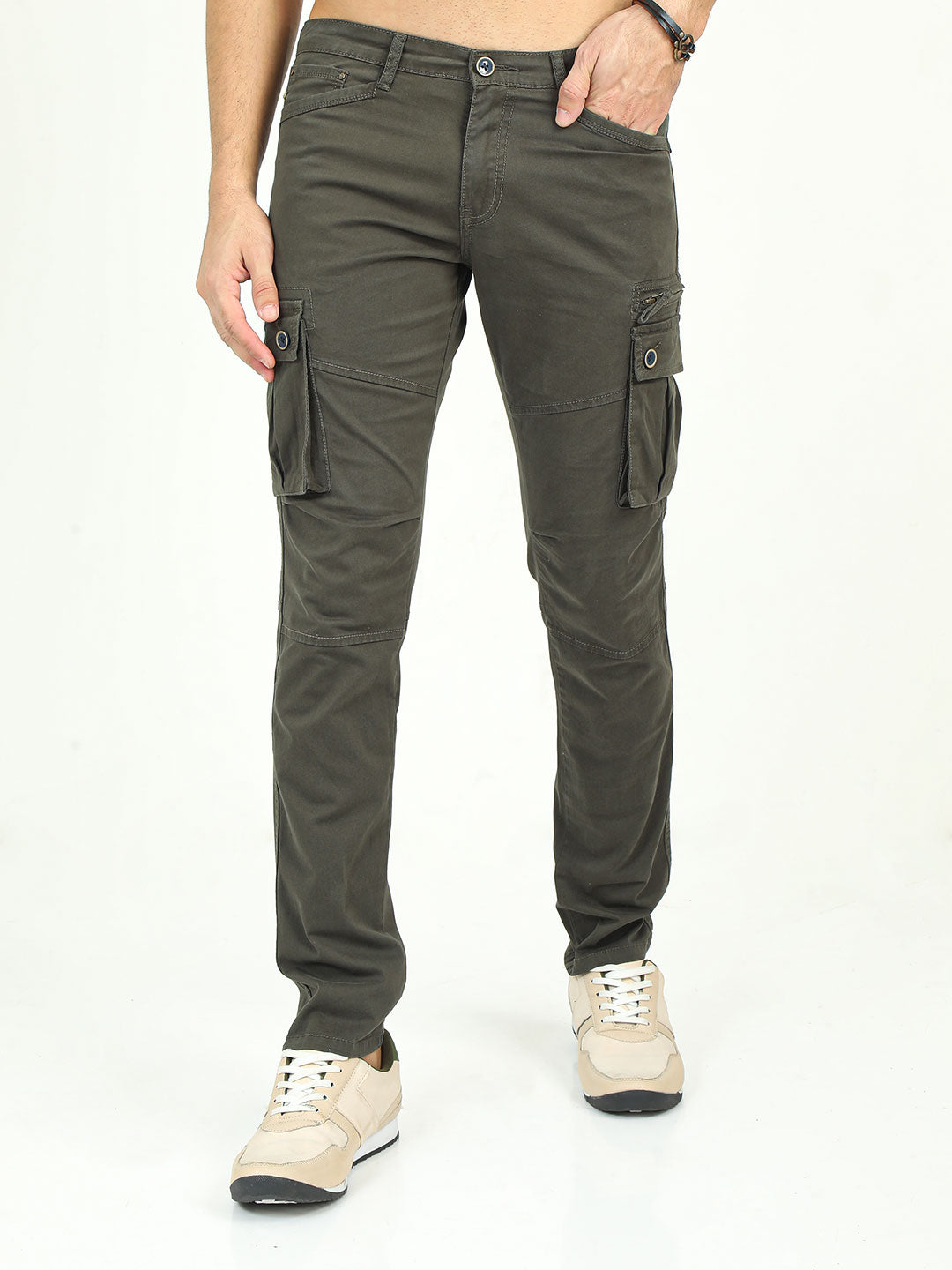 Men's Stretchable Twill Slim Fit Cargo | Cactus, CACTUS