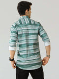 Men's Forest Green Satin Digital Printed Shirt