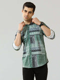 Men's Green Satin Digital Printed Shirt