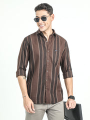 Men's Slim Fit Vertical Thick Striped Casual Pure Cotton Shirt | Rick Rogue, RICK ROGUE