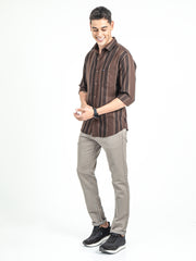 Men's Slim Fit Vertical Thick Striped Casual Pure Cotton Shirt | Rick Rogue, RICK ROGUE