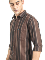 Men's Slim Fit Vertical Thick Striped Casual Pure Cotton Shirt | Rick Rogue, RICK ROGUE