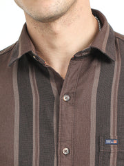 Men's Slim Fit Vertical Thick Striped Casual Pure Cotton Shirt | Rick Rogue, RICK ROGUE