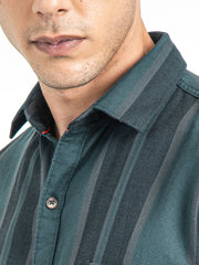 Men's Slim Fit Vertical Thick Striped Casual Pure Cotton Shirt | Rick Rogue, RICK ROGUE