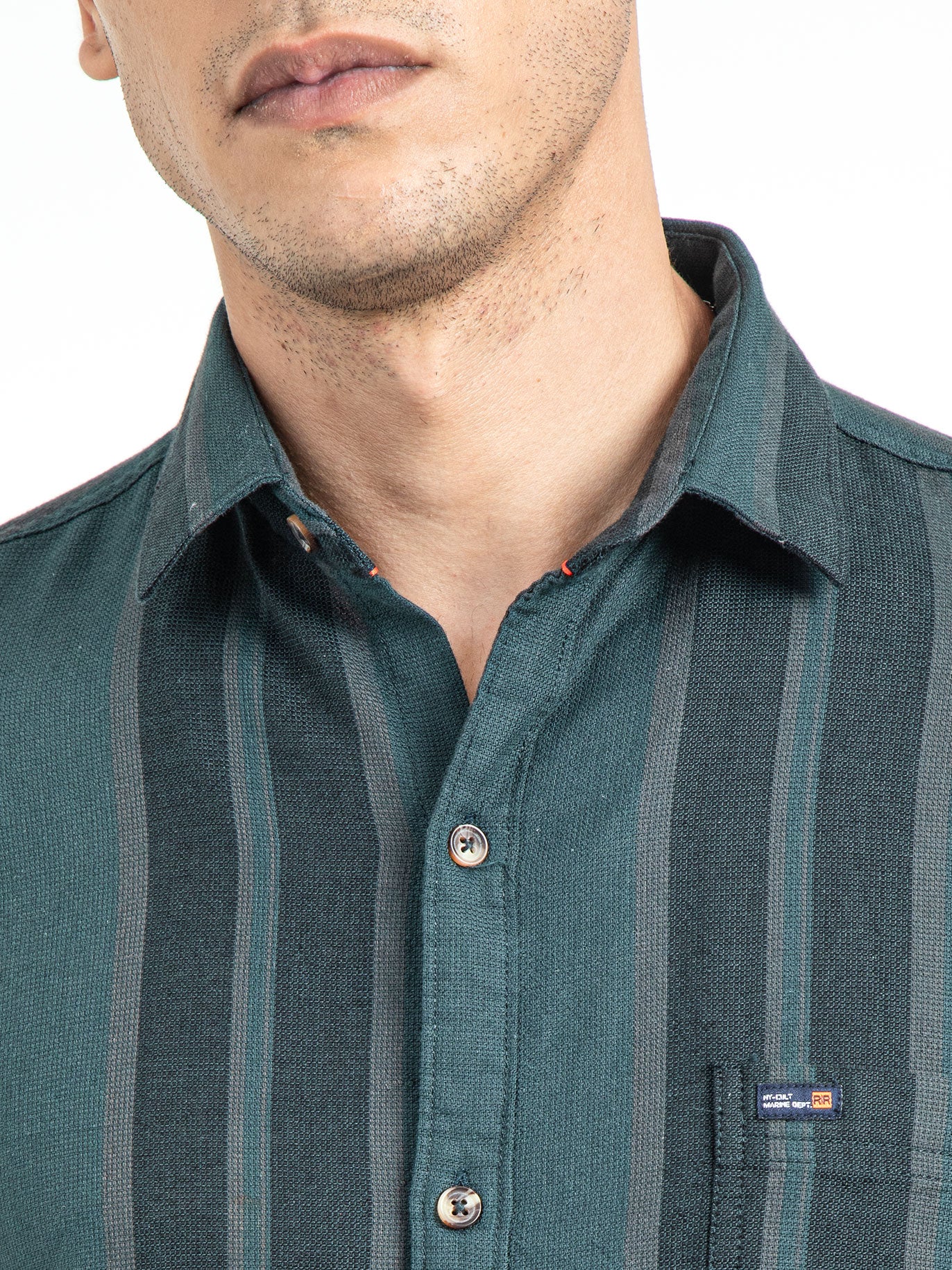 Men's Slim Fit Vertical Thick Striped Casual Pure Cotton Shirt | Rick Rogue, RICK ROGUE