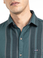 Men's Slim Fit Vertical Thick Striped Casual Pure Cotton Shirt | Rick Rogue, RICK ROGUE