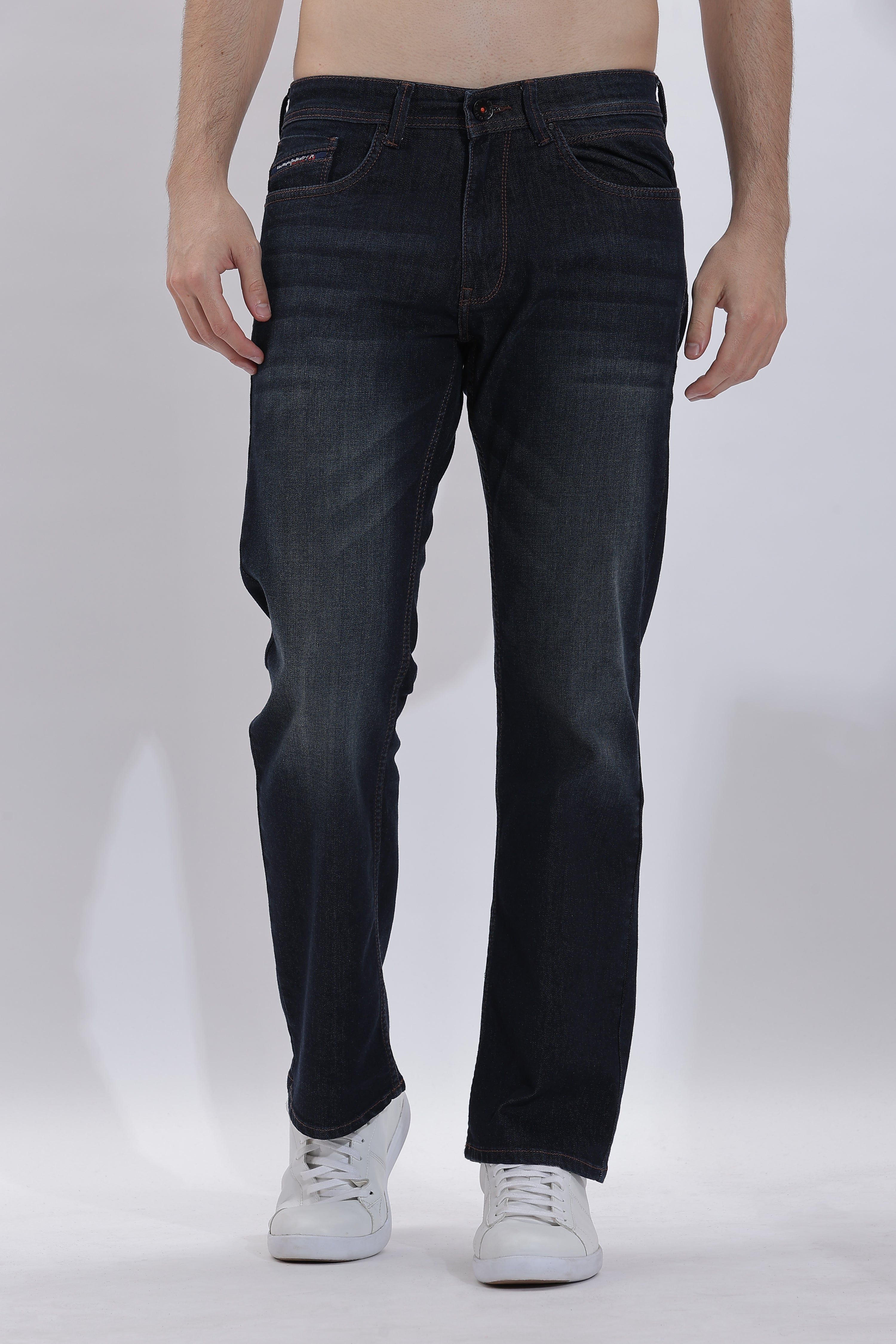 Men's Straight Fit Dark Blue Jeans Non Tearing | Rick Rogue