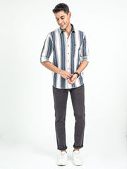 Men's Vertical Striped Cotton Casual Shirt | Rick Rogue, RICK ROGUE