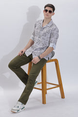 Men's Waffle Cuban collar Leaf Printed Shirt | Rick Rogue