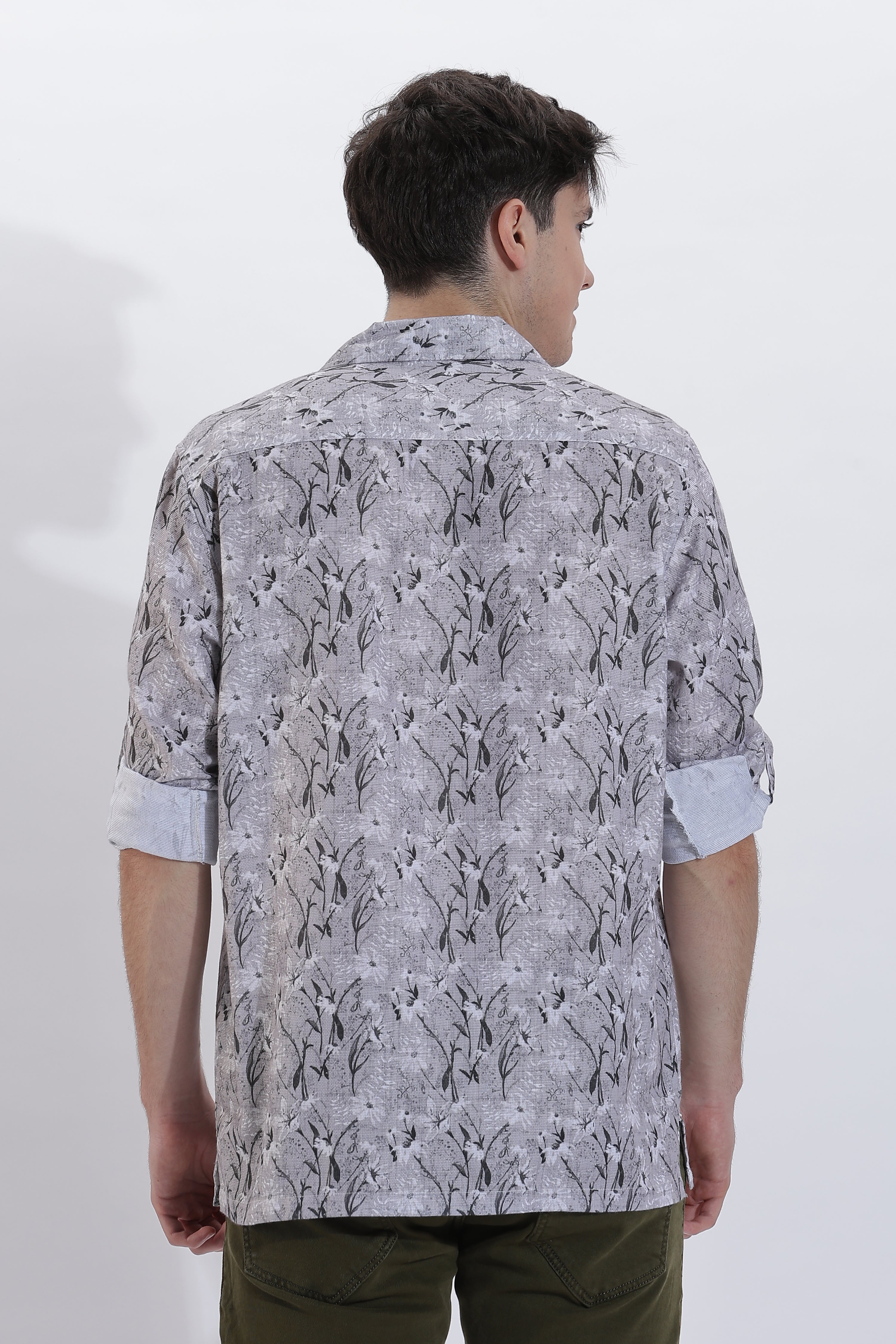 Men's Waffle Cuban collar Leaf Printed Shirt | Rick Rogue