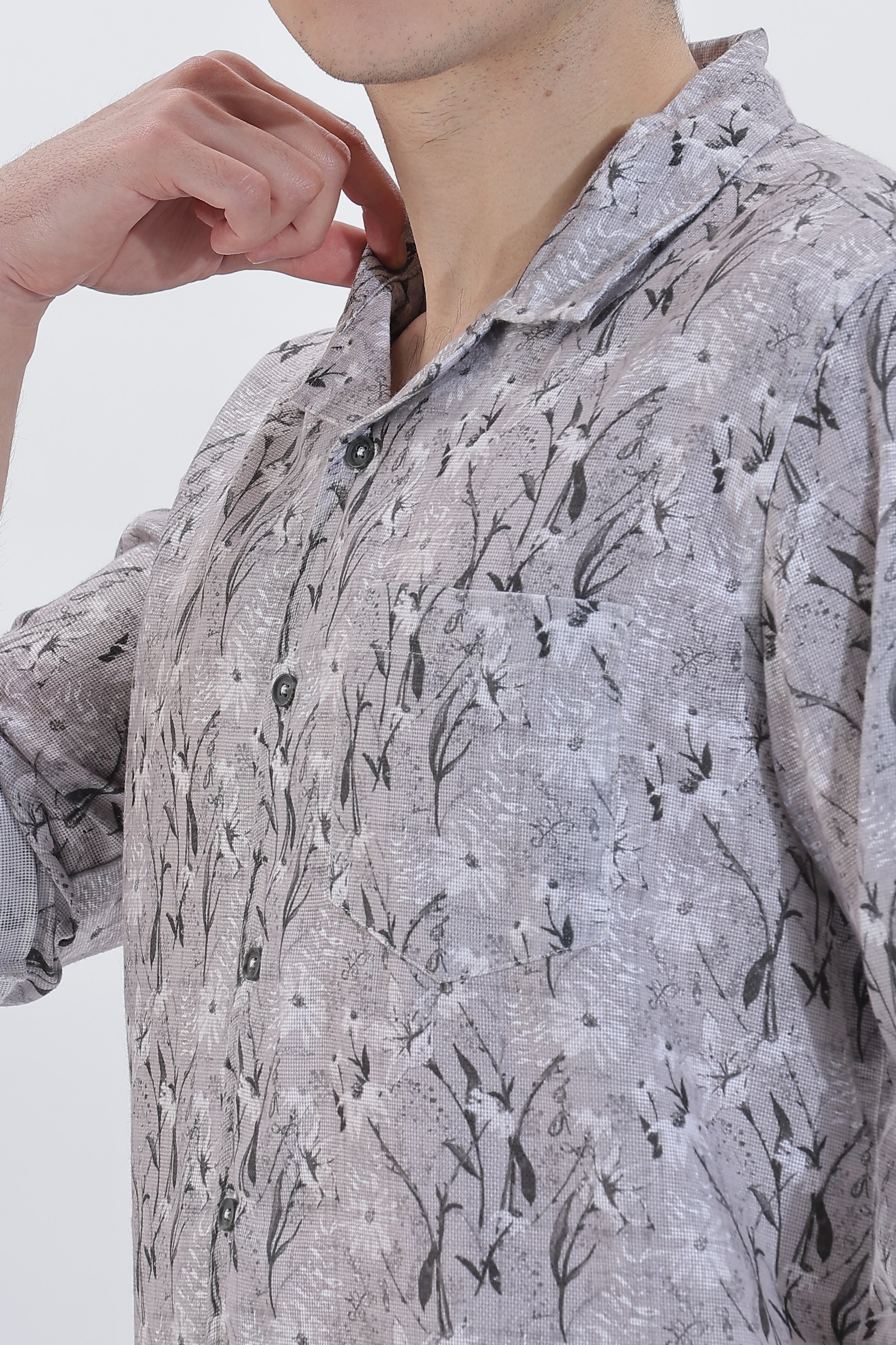 Men's Waffle Cuban collar Leaf Printed Shirt | Rick Rogue