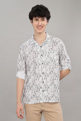 Men's Waffle Cuban collar Leaf Printed Shirt | Rick Rogue