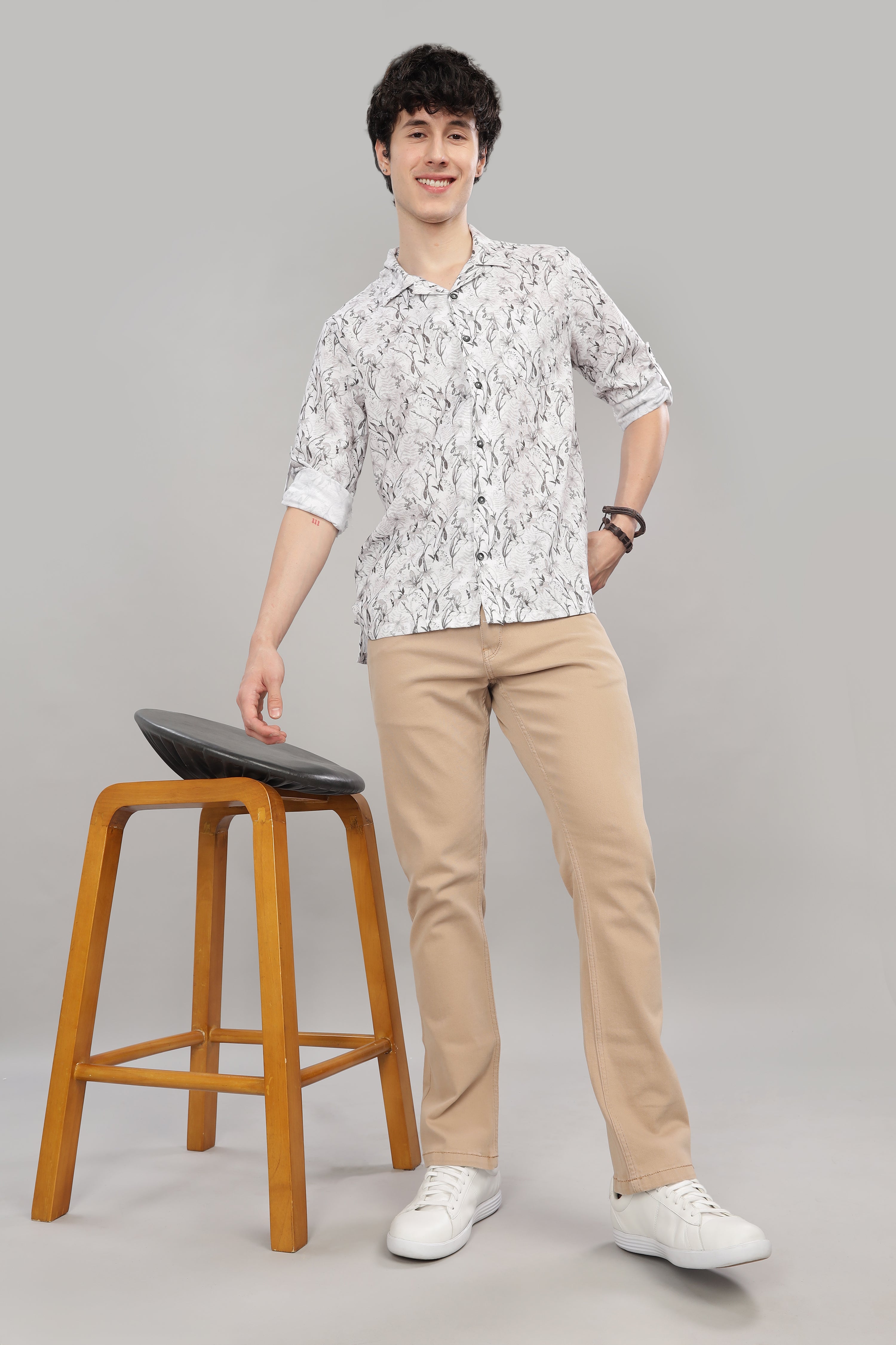 Men's Waffle Cuban collar Leaf Printed Shirt | Rick Rogue