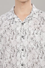 Men's Waffle Cuban collar Leaf Printed Shirt | Rick Rogue