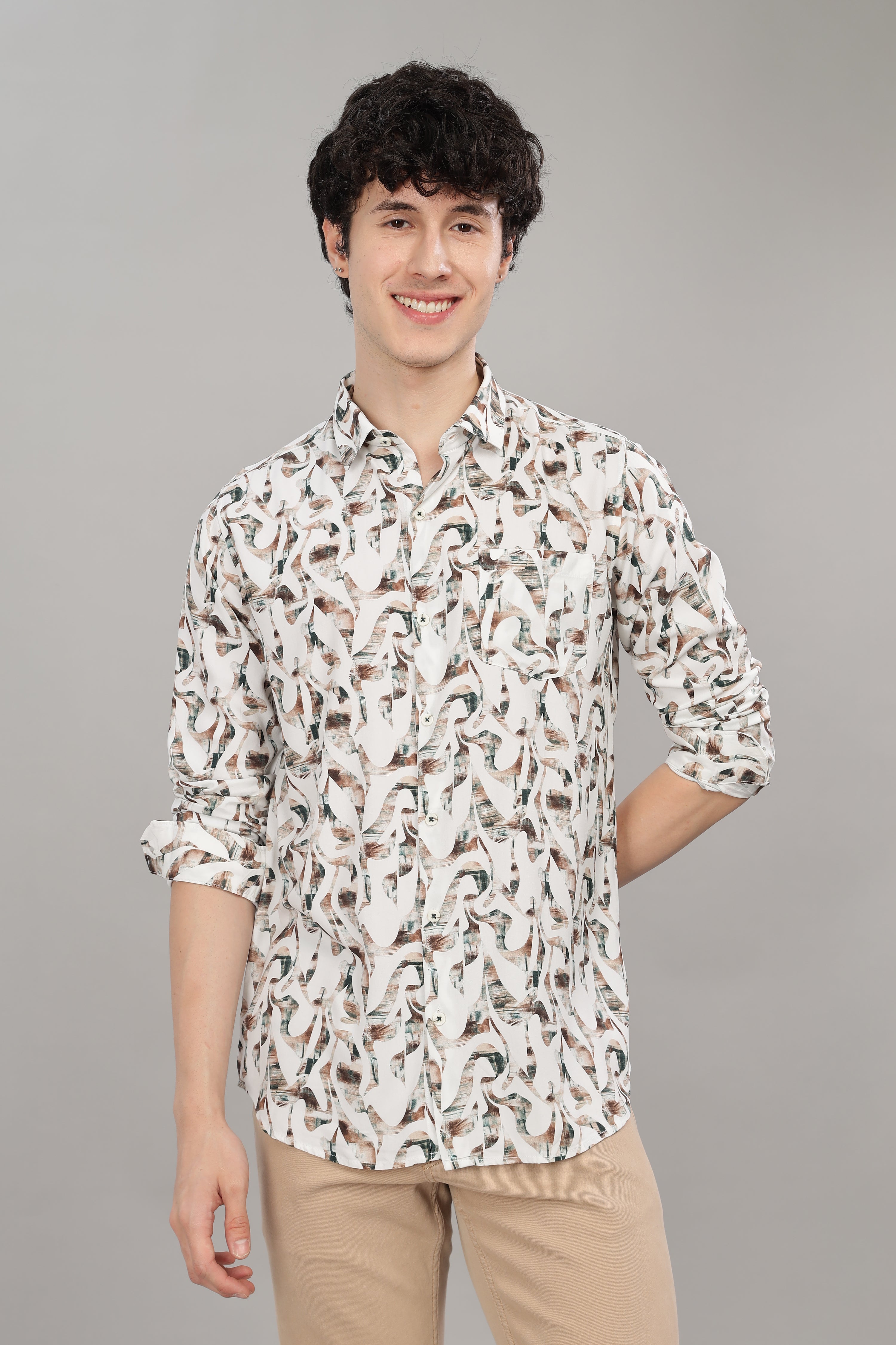 Men's White Base All Over Printed Shirt | Rick Rogue