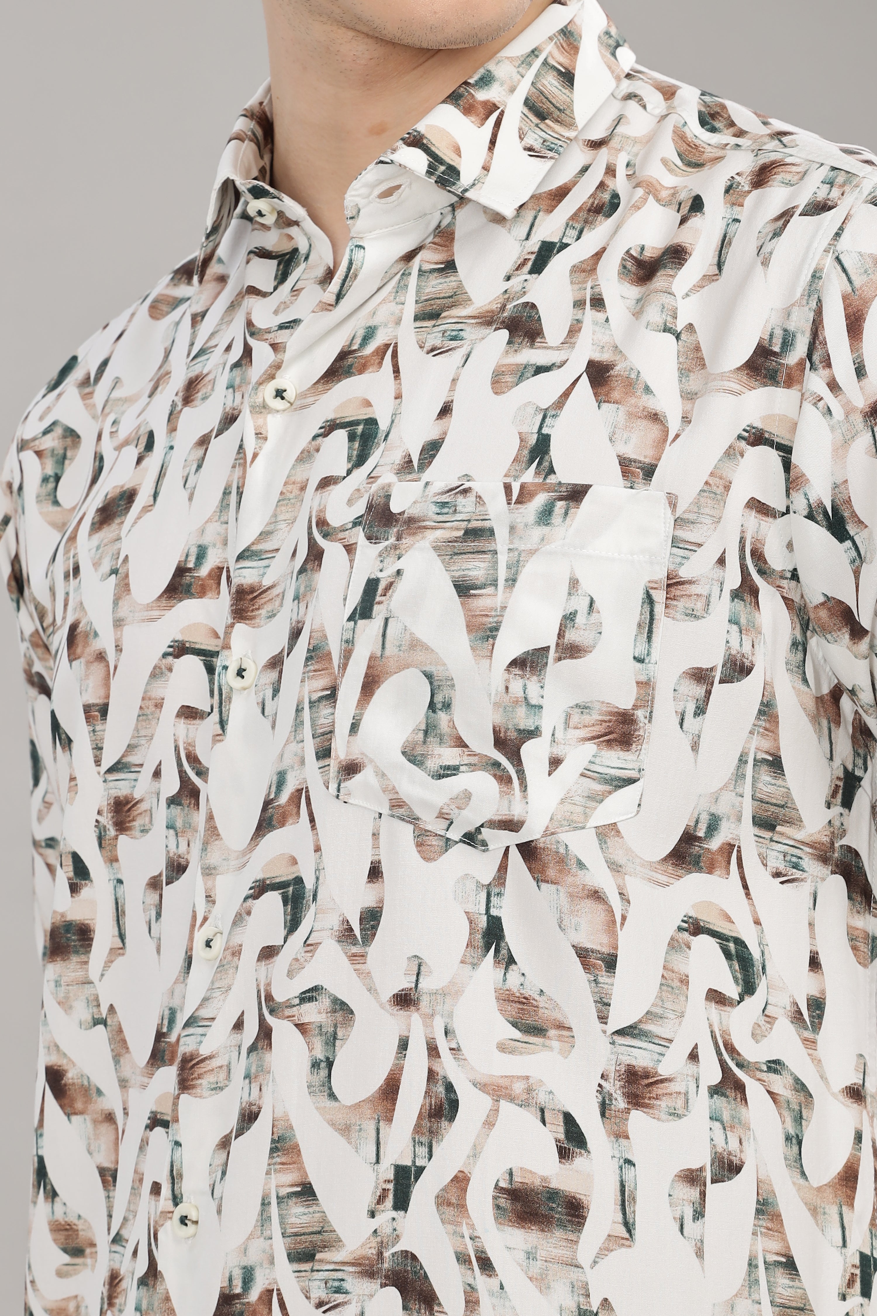 Men's White Base All Over Printed Shirt | Rick Rogue