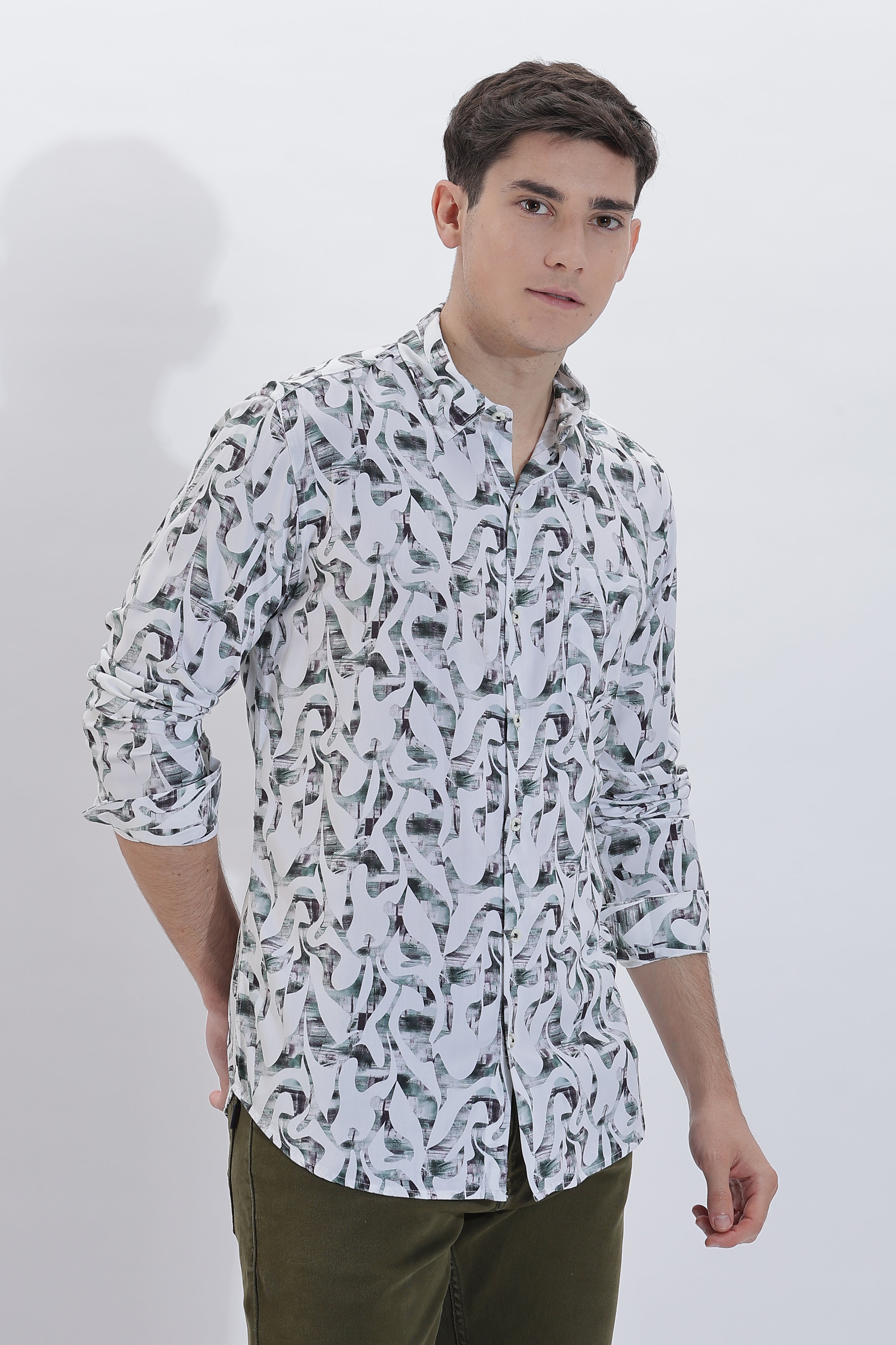 Men's White Base All Over Printed Shirt | Rick Rogue